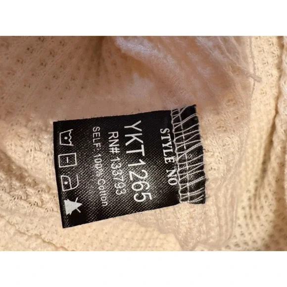 POL Oversized Hoodie Top, Sz Large, Cream Thermal Body, Camo Patch, Balloon Slv - Picture 7 of 8